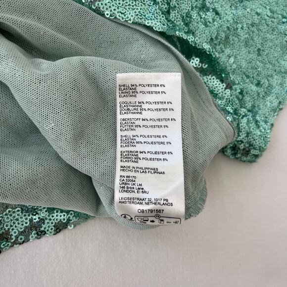 By Anthropologie Sequin Glitter Short Sleeve Cropped Turquoise Top, Size Small - Picture 10 of 12